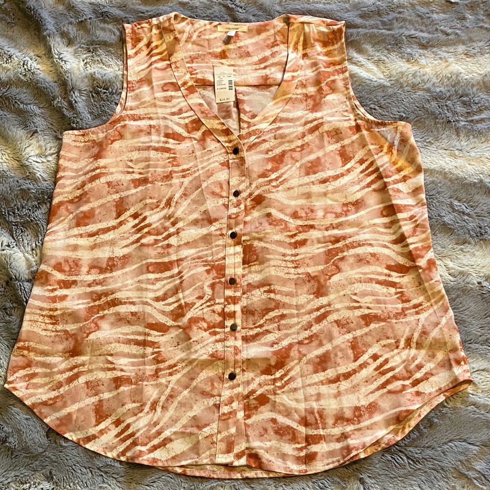 Maurices Sleeveless Print Blouse - Pink and cream